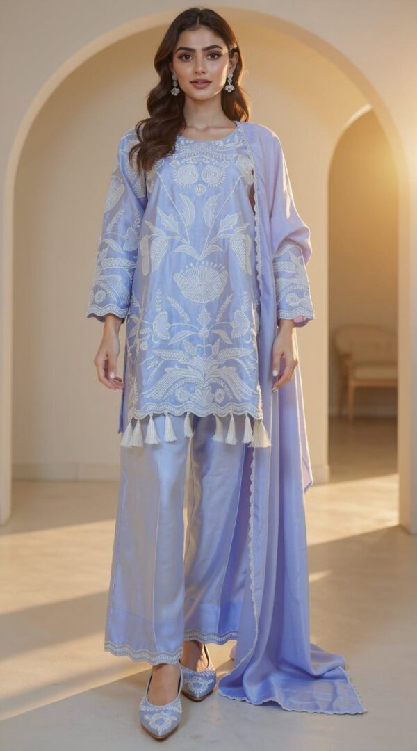 Serene Sky Blue Festive Plazo Ensemble