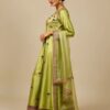 Apple green pure organza dupatta with gota finishing and sheesha silk flare.